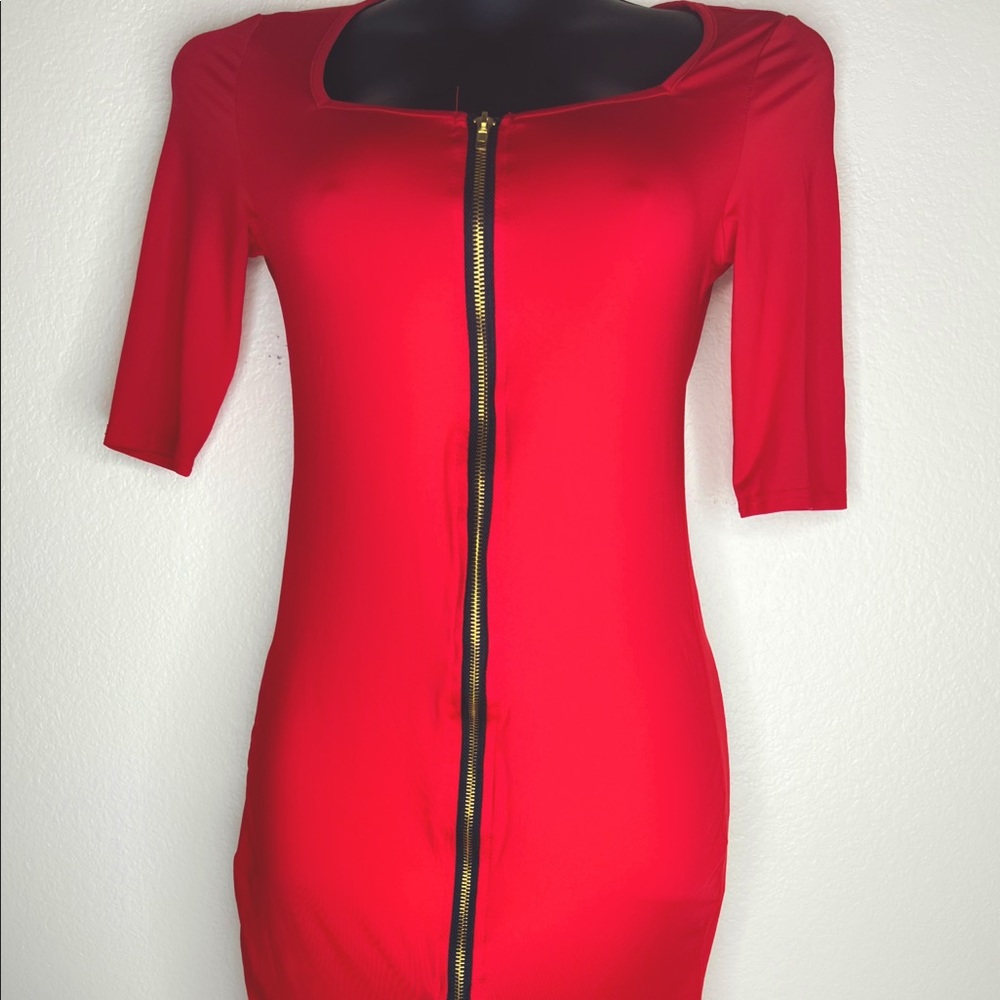 Red Zip Up Dress